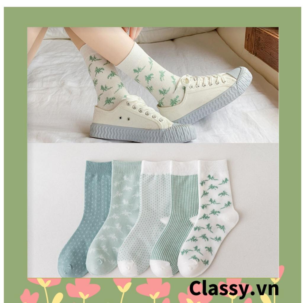 Tất cổ cao, vớ cổ cao Classy tông màu xanh hàn quốc dễ thương G1426