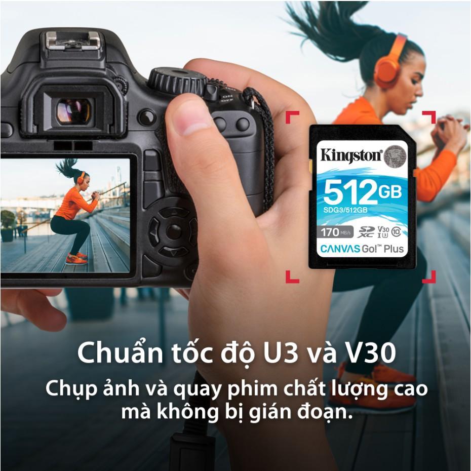 Thẻ nhớ Kingston Canvas Go Plus SD 64GB cho thiết bị di động Android, camera, flycam và sản xuất video 4K SDG3/64G- Hàng chính hãng