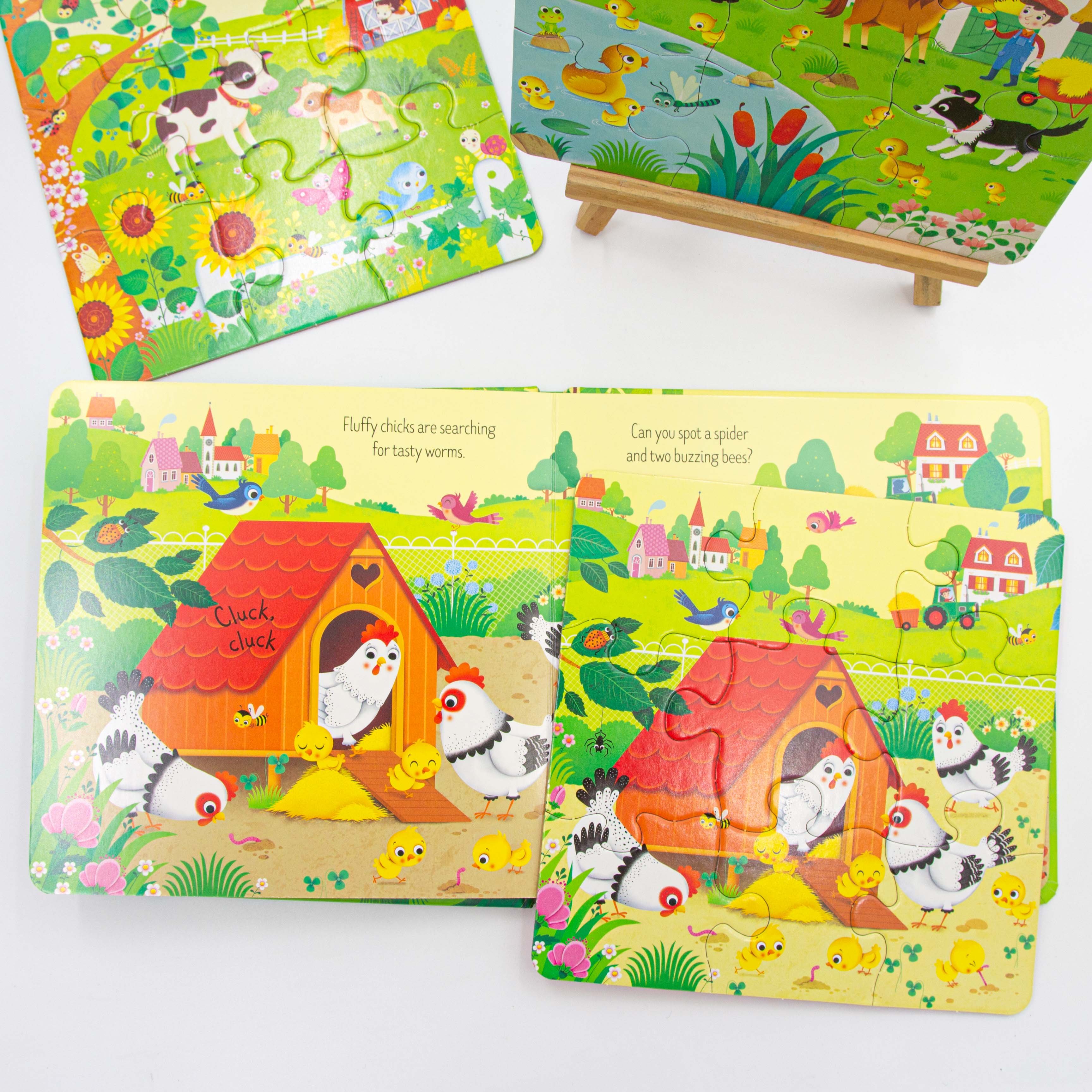 BỘ GHÉP HÌNH + SÁCH CHO BÉ -Book and 3 Jigsaws: On the Farm