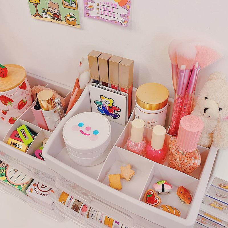 Kệ Nhựa Đựng Đồ 3 - 4 Tầng Có Ngăn Kéo Để Bàn/ Hộp Đựng Mỹ Phẩm, Đồ Trang Điểm, Bút Viết, Sổ Tay,...