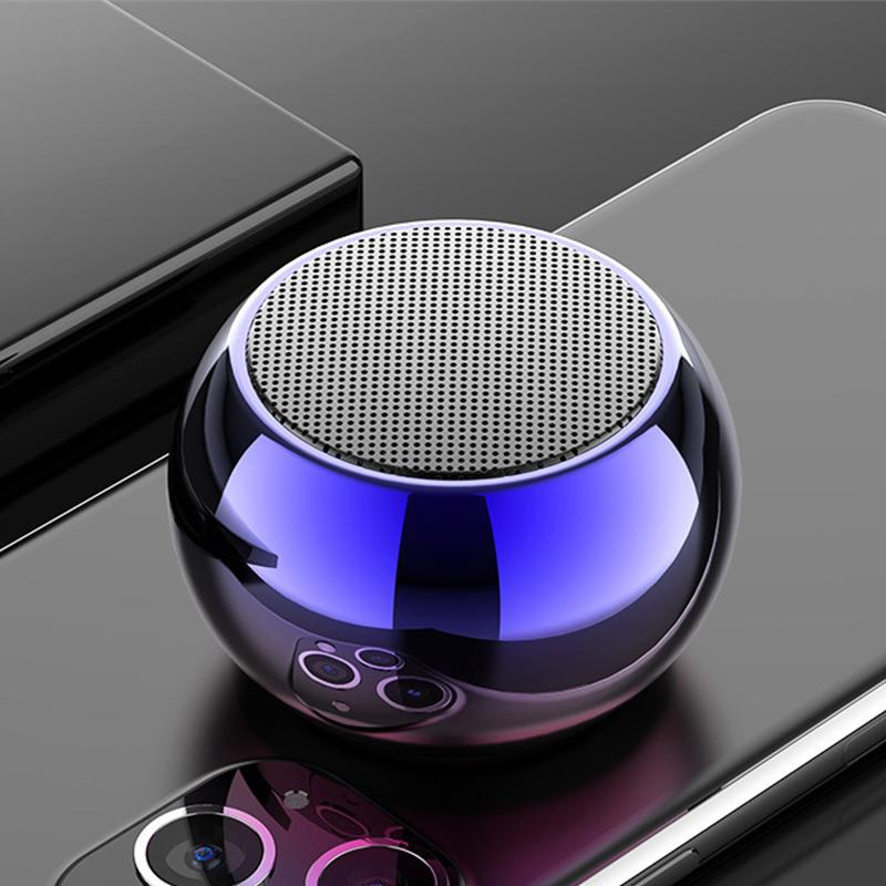 Loa Bluetooth mini có Mic Hộp âm thanh không dây Âm nhạc HiFi Điện thoại di động Máy tính bảng Loa kim loại Loa siêu trầm di động thể thao Màu sắc: Xanh dương nhạt