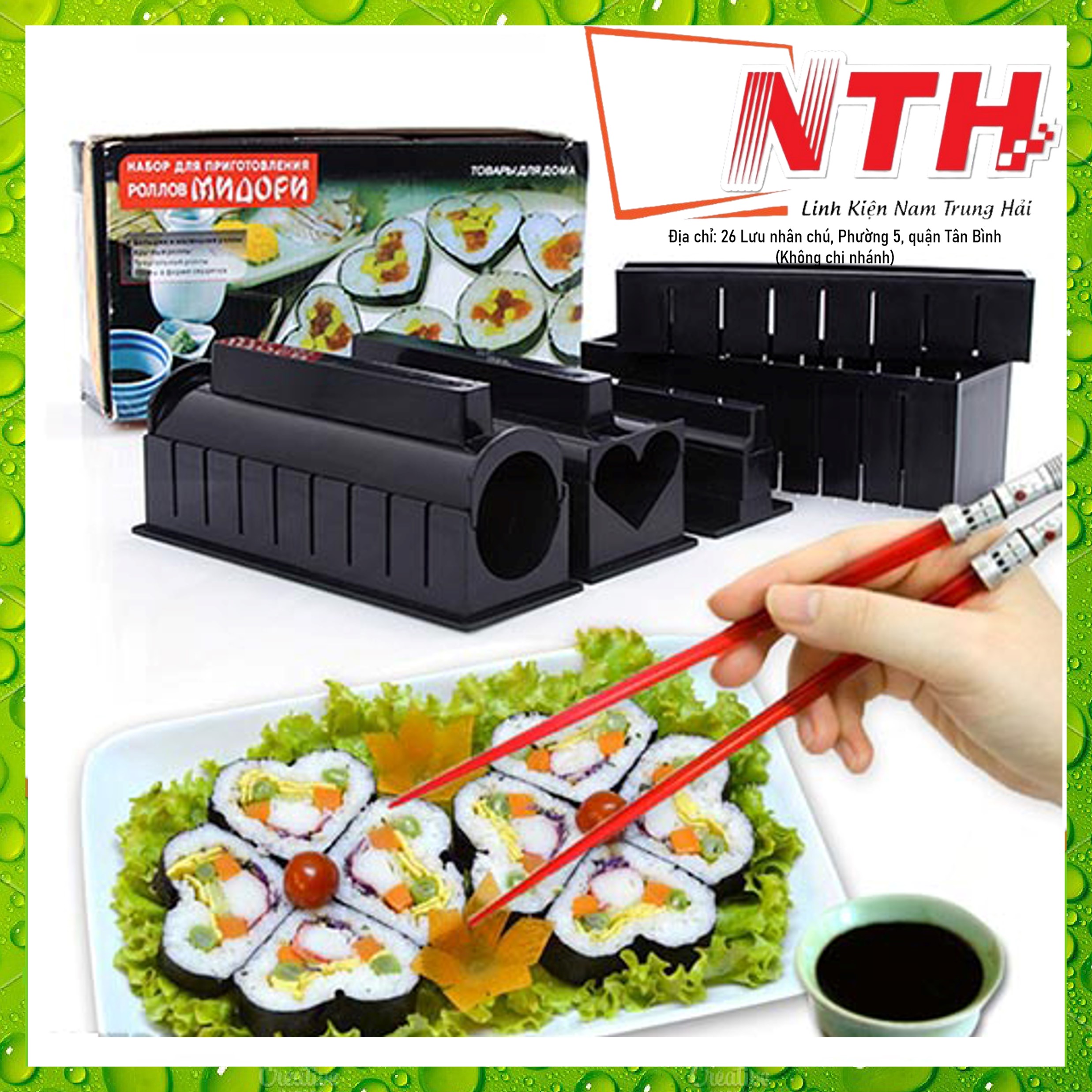 Hình ảnh Bộ Khuôn Dụng Cụ Làm Sushi, Cơm Cuộn 10 Món Tiện Lợi, Nhanh Chóng