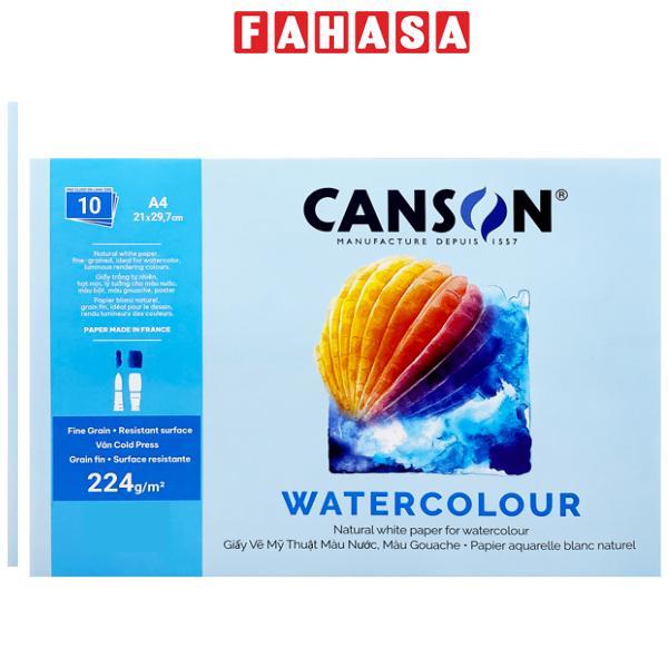 Giấy Vẽ Mỹ Thuật Màu Nước Canson A4 - 224gsm 10 Tờ
