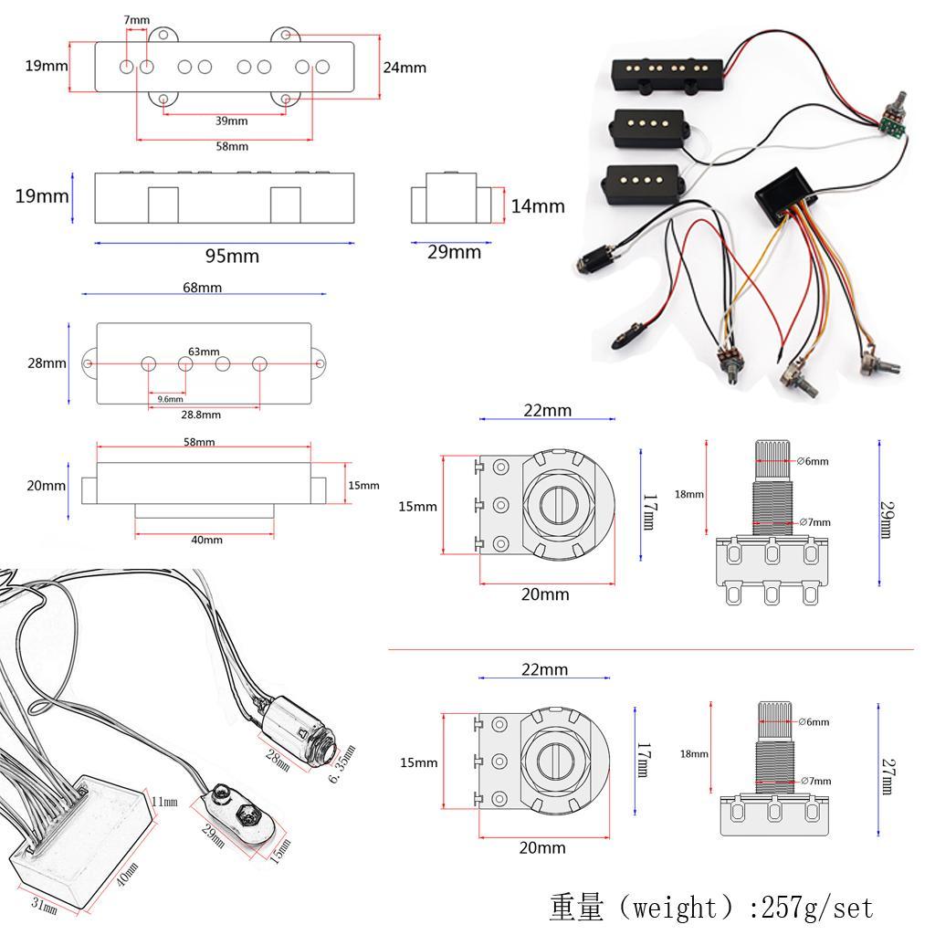 1 Set Wiring Harness EQ Equalizer Pickup for / Guitar