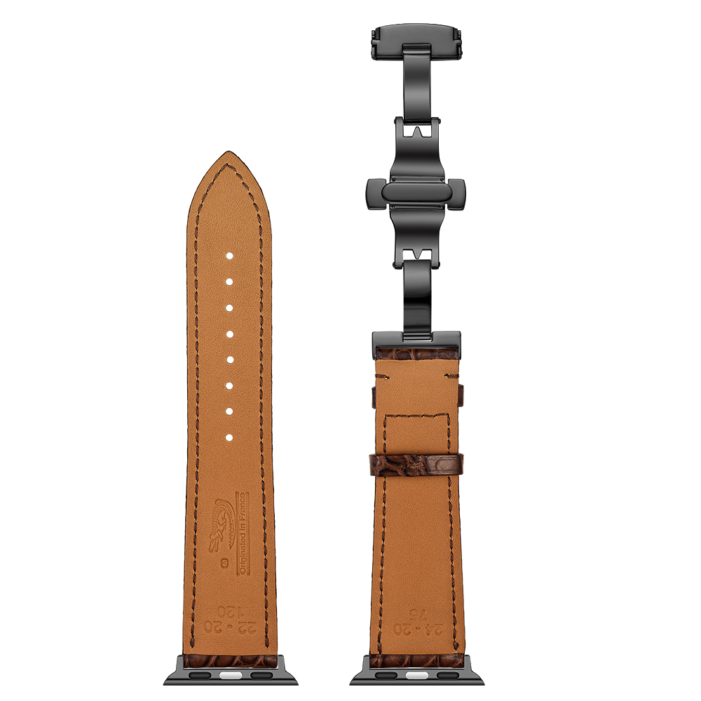 Dây Da Cá Sấu France Khóa Bướm Chống Gãy dành cho Apple Watch 42/44/45/49mm