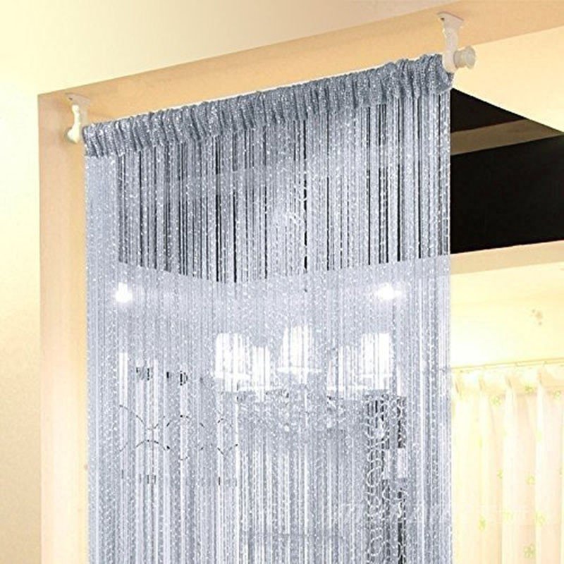 Mành, rèm cửa, vách ngăn phòng sợi kim tuyến lấp lánh bền đẹp trang trí nhà cửa, spa sang trọng R102 – bạc