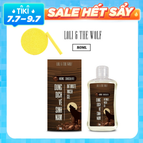 Dung dịch vệ sinh nam hương Chocolate lành tính, dịu nhẹ chai 80ml nhỏ gọn - LOLI &amp; THE WOLF, Tặng Kèm Mút Rửa Mặt