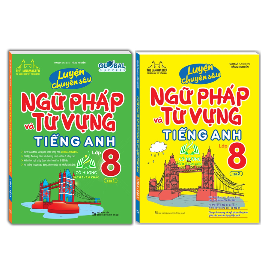 Sách - Combo Luyện chuyên sâu ngữ pháp và từ vựng tiếng anh lớp 8 tập 1+2