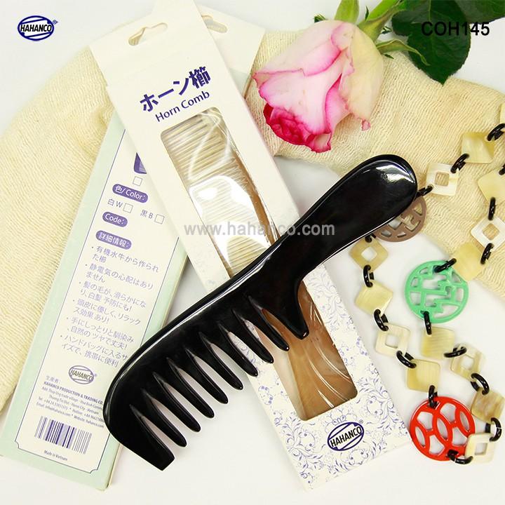 Lược sừng răng thưa chải tóc xoăn, xù, rối, massage đầu (Size: L - 19cm) COH145 - Chăm sóc tóc