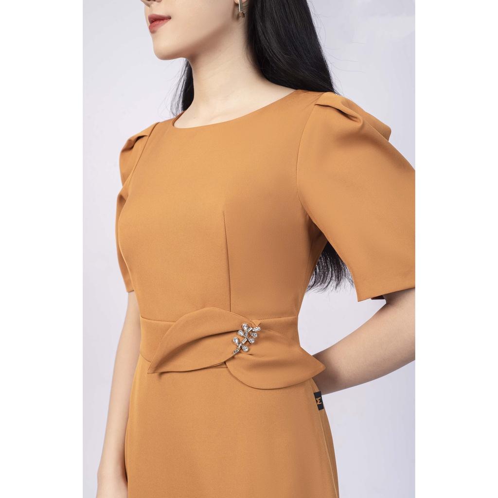 Đầm chữ A cổ tròn, tay ngắn bồng vai MMOutfit M-DA000421204