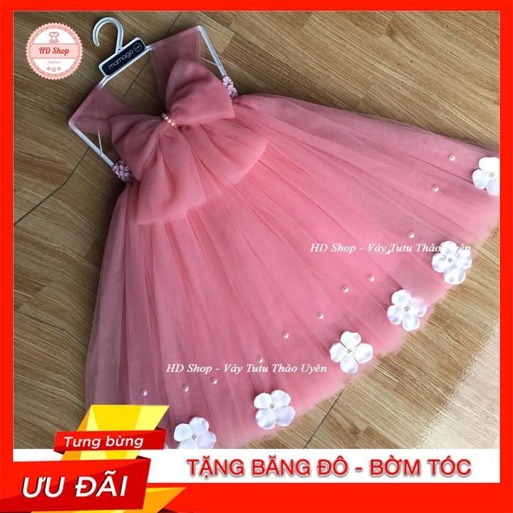 Váy bé gái ️️ Váy tutu hồng cam nơ cho bé gái