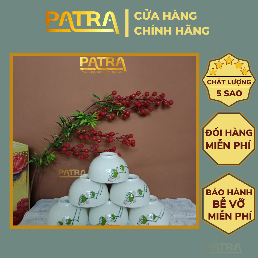 Bộ bát đĩa sứ Bát Tràng, bộ chén dĩa men kem họa tiết đài sen cao cấp 13 chi tiết, có bán các món lẻ