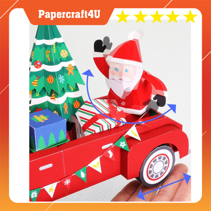 Mô hình giấy Lễ hội Giáng Sinh Ông già NOEL Cheerful Santa Christmas car