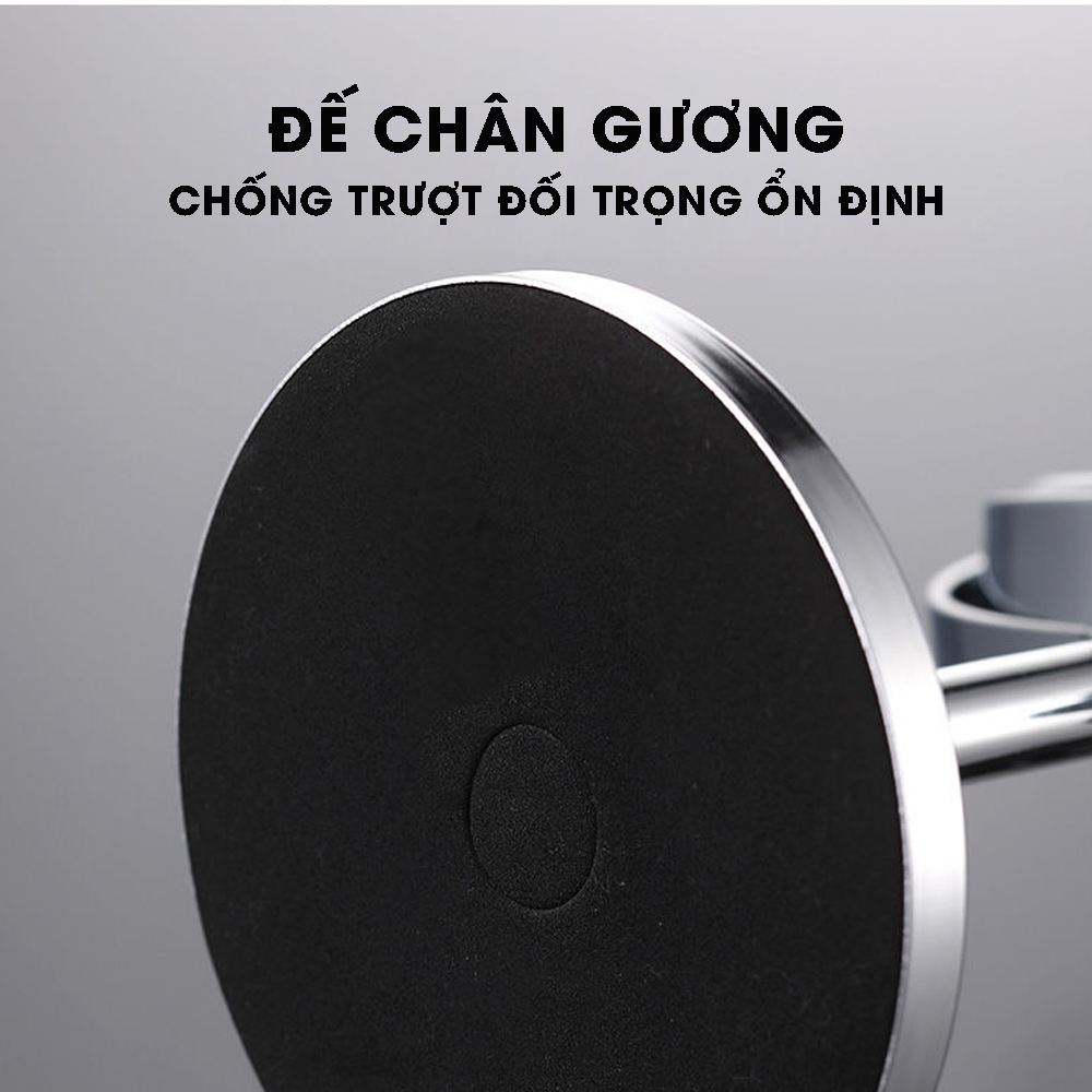 Gương trang điểm phóng đại 3 lần, xoay 360 độ, 2 mặt siêu nét, để bàn, Inox 304, Size 13cm, 15cm, 18cm, 20cm, Dan House 515