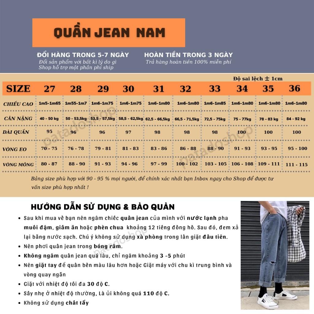 Quần bò jean baggy nam ống suông rộng rách 1 gối hottred hàn quốc 2022