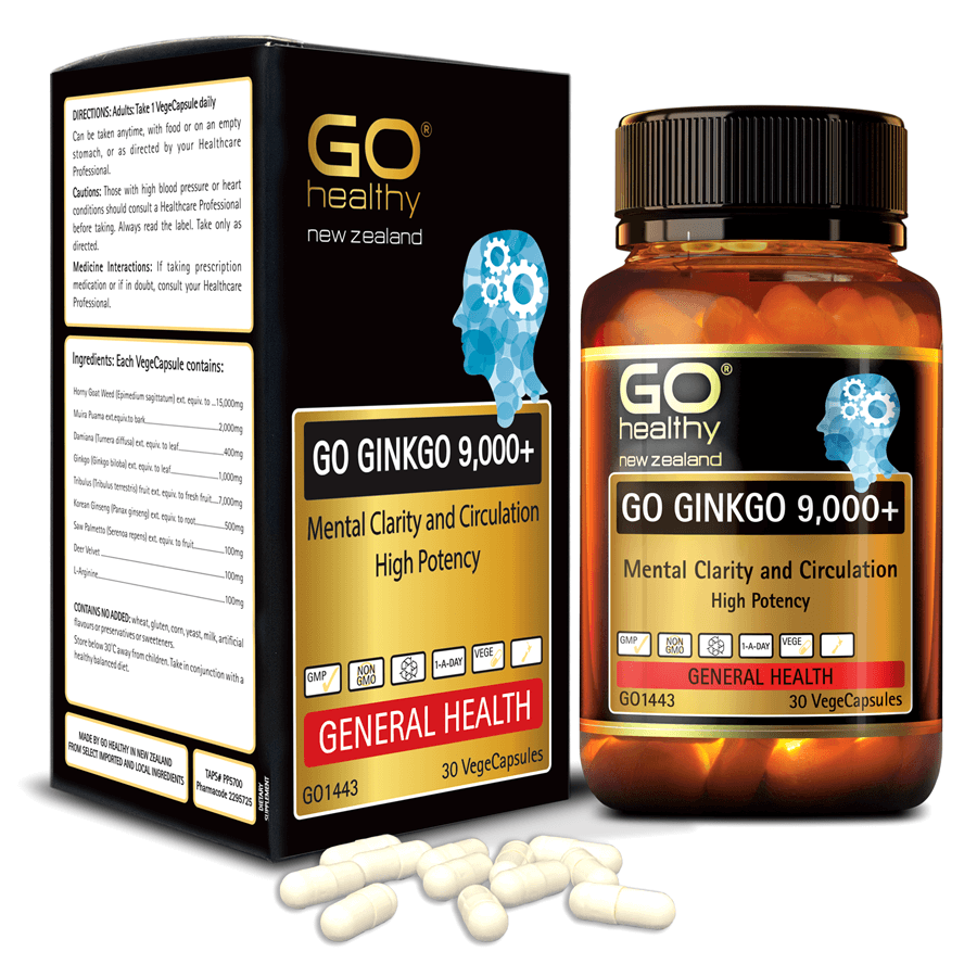 GO Ginkgo 9000+ 30 viên- Viên uống bổ não nhập khẩu chính hãng GO Healthy New Zealand