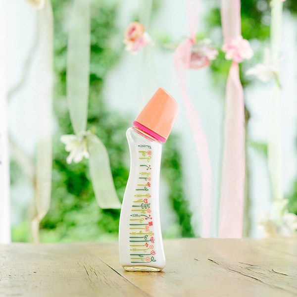 Bình sữa thủy tinh Betta Brain thiết kế thủ công GF4 flower 240ml cho bé từ 0m