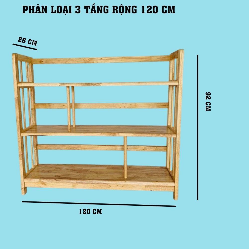 Kệ sách gỗ 3 tầng lắp ráp đa năng giá gỗ đựng sách 3 tầng đứng gỗ cao su tự nhiên