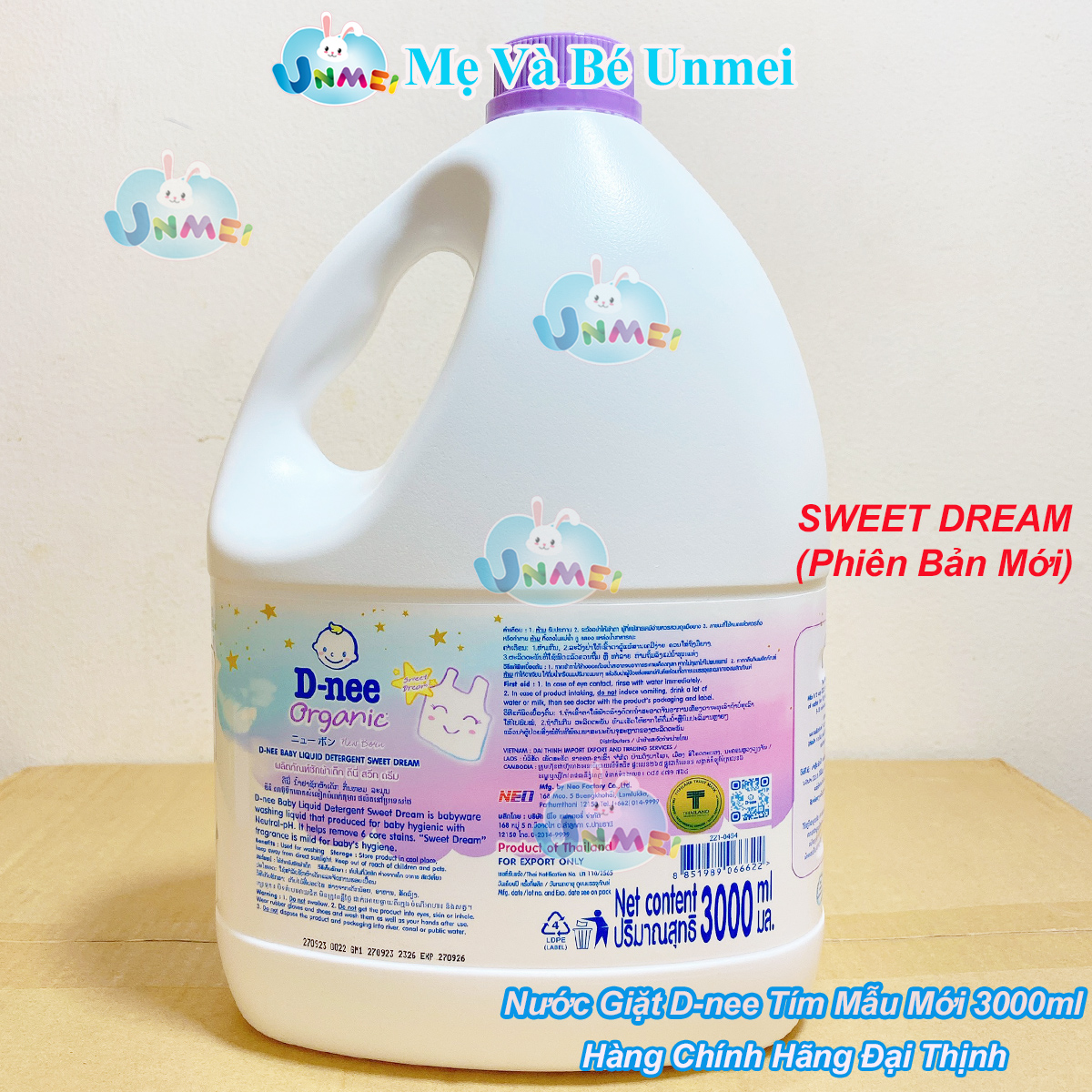 Nước Giặt Hữu Cơ D-Nee Organic Hương Thơm Mộng Mơ Sweet Dream 3000ml - Nước Giặt Dnee Chính Hãng Đại Thịnh Tại Mevabeunmei