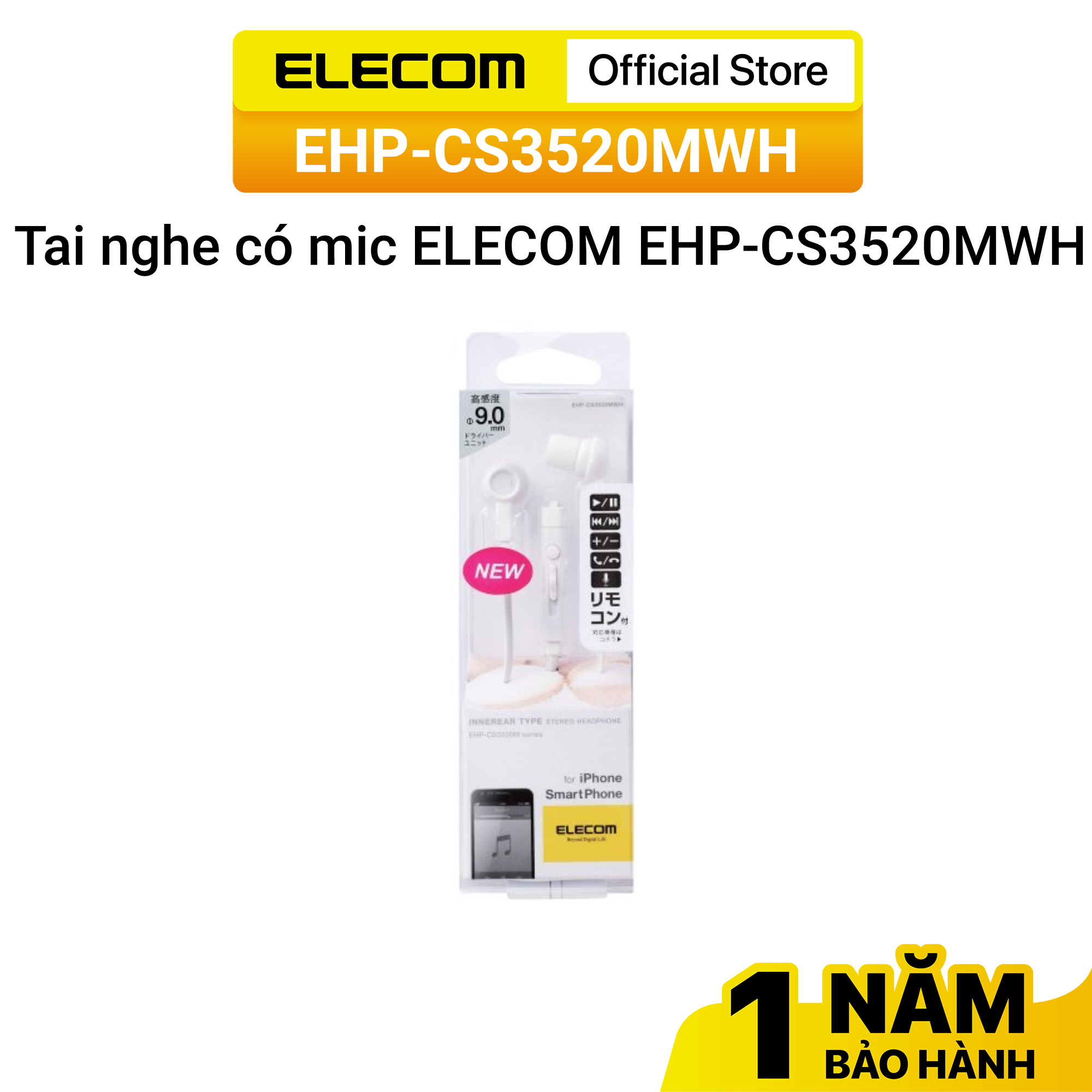 Tai nghe có mic ELECOM EHP-CS3520 - Hàng chính hãng