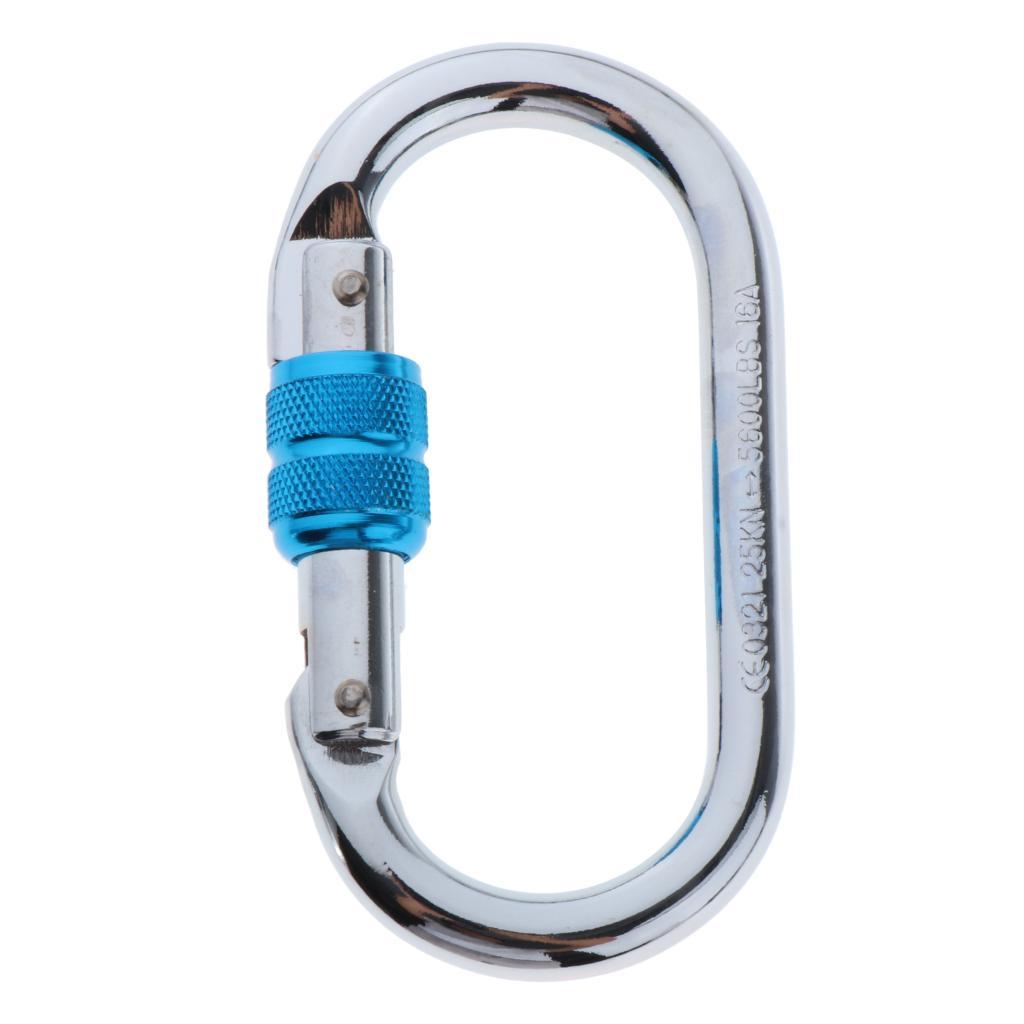 Outdoor Climbing Iron Carabiner Screw Locking  25KN for Hiking Swing