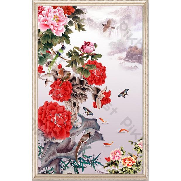 Tranh dán tường Hoa mẫu đơn trang nhã, Tranh dán tường 3d hiện đại , MS1033772