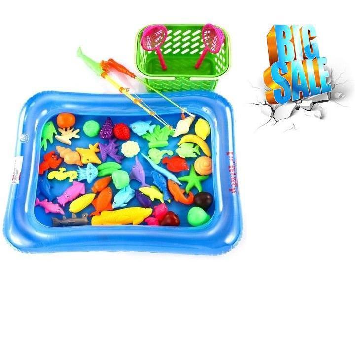Bộ Đồ Chơi Câu Cá Kèm Bể Phao Và Bơm Tay Dành Cho Bé - Free Ship Toàn Quốc