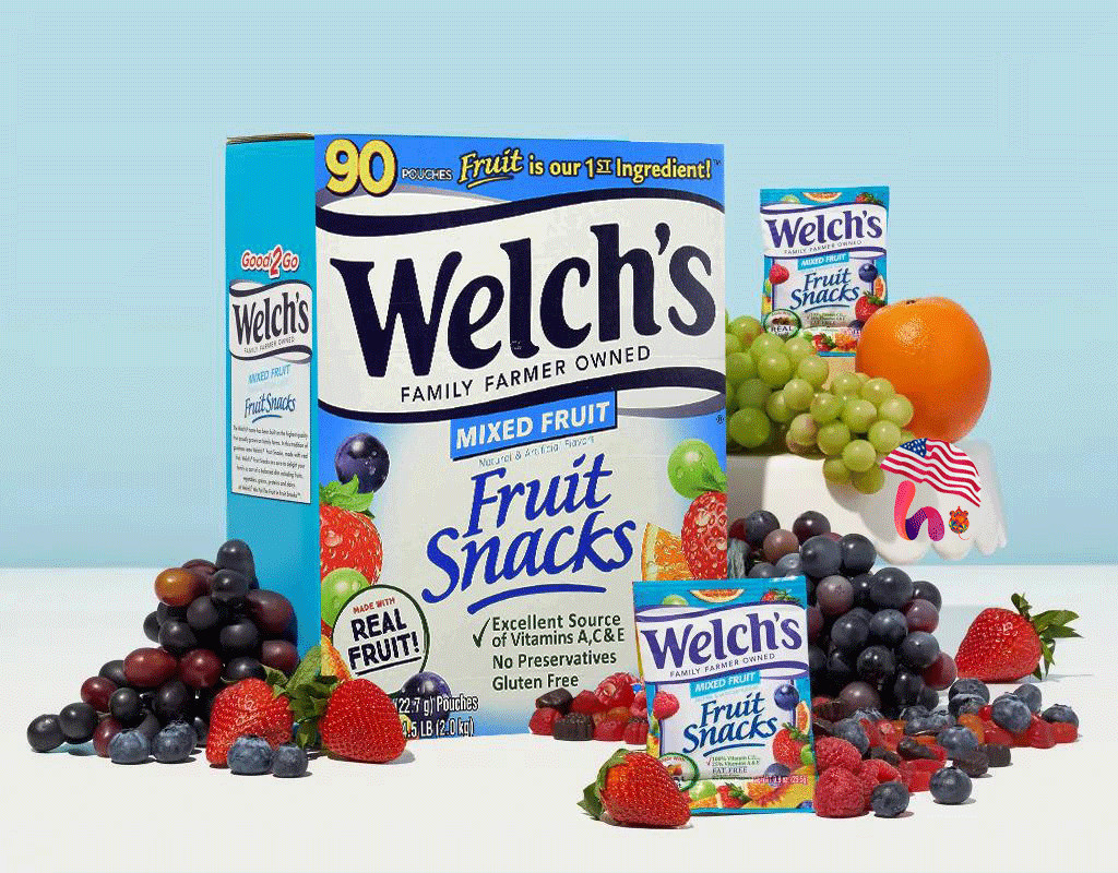 Kẹo dẻo trái cây hỗn hợp - Welch's Mixed Fruit Snack Chứa Vitamin A,C,E Giúp ăn ngon + bổ + khỏe  (22,7g/gói) - Massel Official