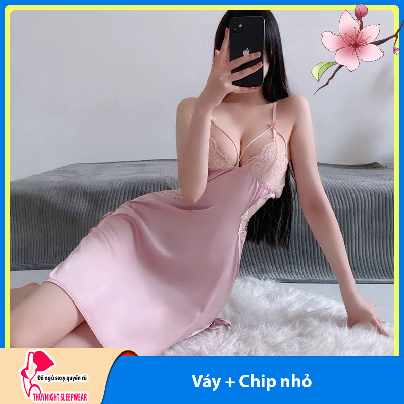 Q17 Váy ngủ lụa hai dây hở lưng sexy  - Đầm ngủ nữ gợi cảm - đồ ngủ nử mặc nhà