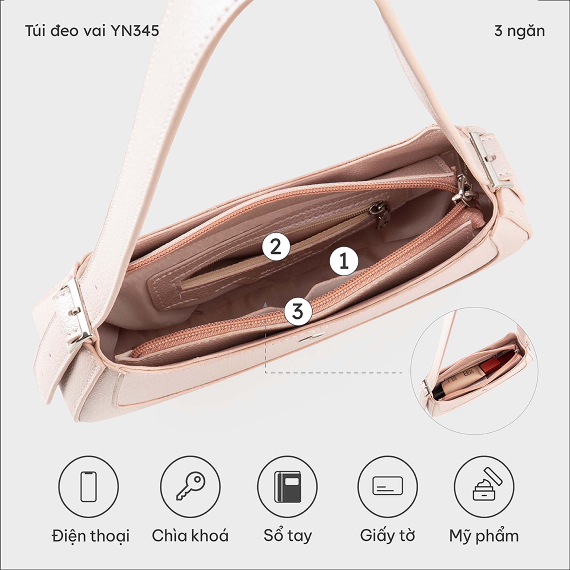 Túi đeo vai nữ YUUMY YN345 (BST Pink Obsessed)