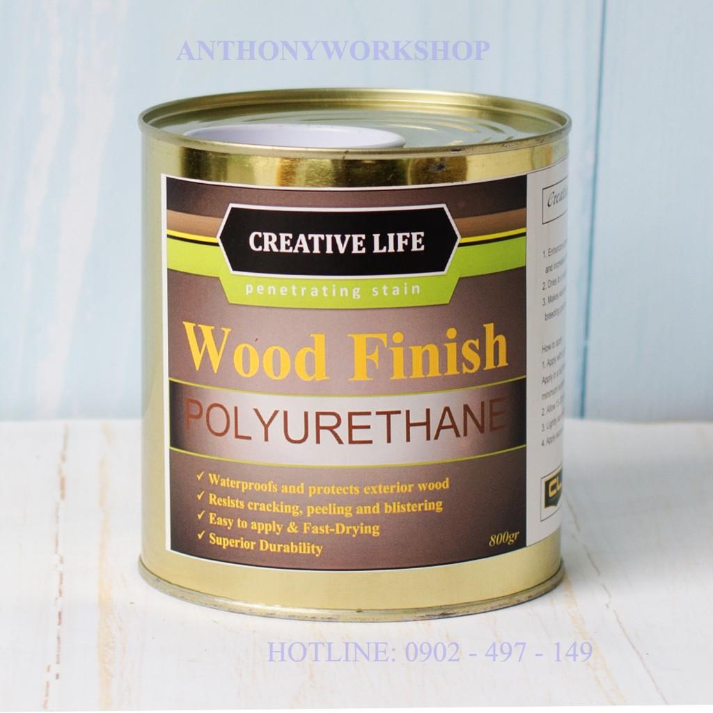 Lon 800g sơn phủ bóng mờ Wood Finish Creative life