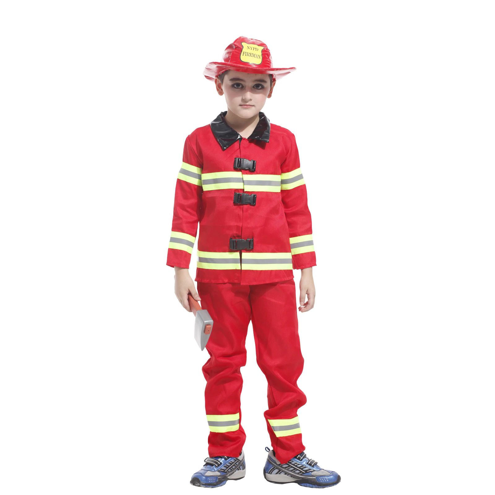 Bộ quần áo hóa trang Lính cứu hỏa Fireman sọc dạ quang cho bé chơi Halloween