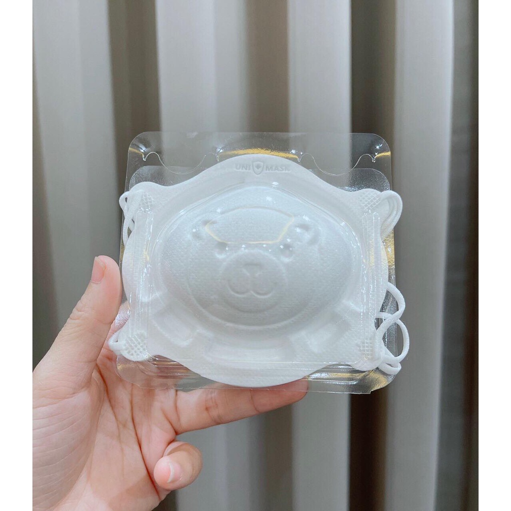 Set 3 chiếc Khẩu trang 3D hình gấu Uni Mask cho bé sơ sinh từ 0-3 tuổi hàng Việt Nam