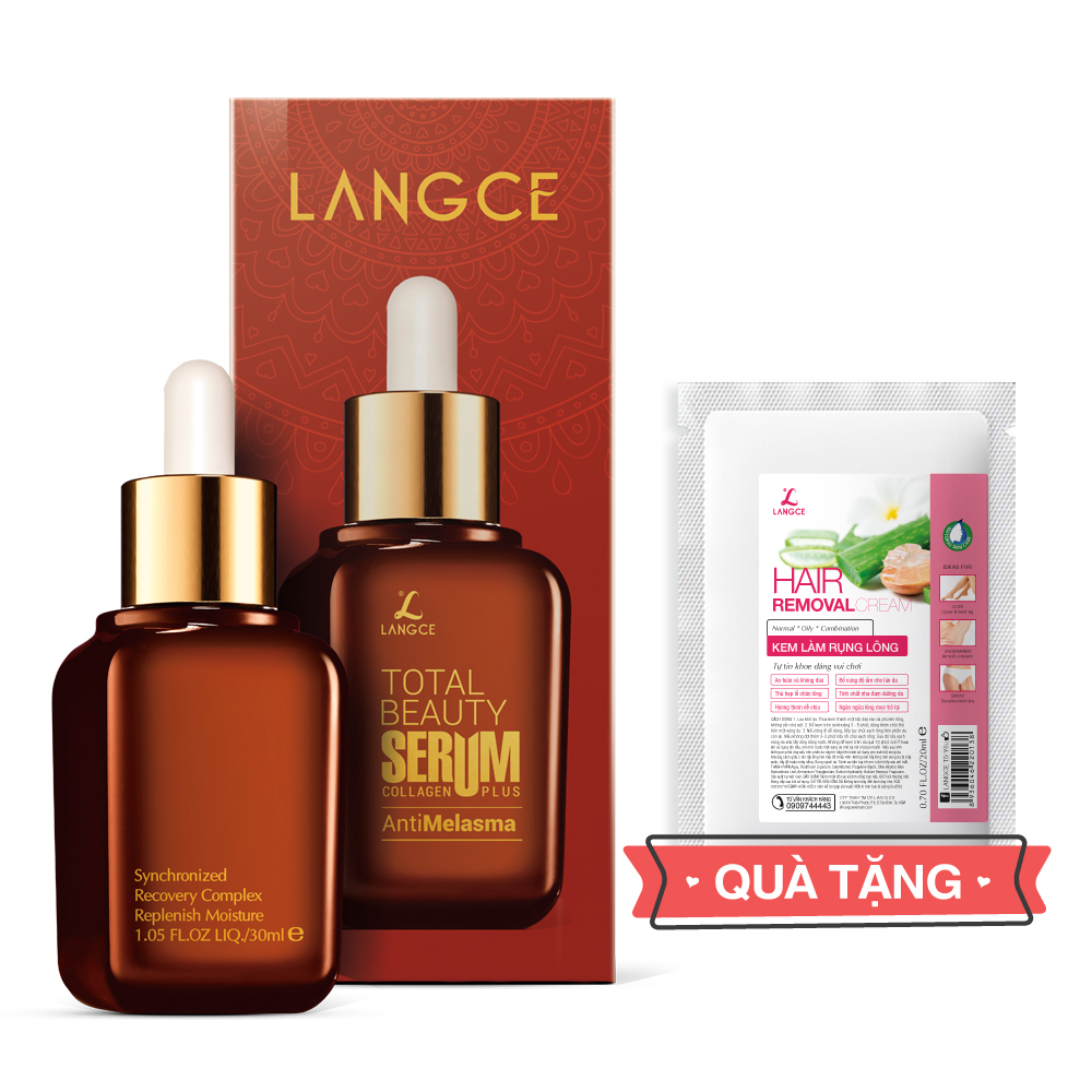 Serum Đỏ - Giảm Nám Tàn Nhang, Thâm Sau Mụn 30ml TẶNG Kem Làm Rụng Lông Trắng Da 20ml LANGCE