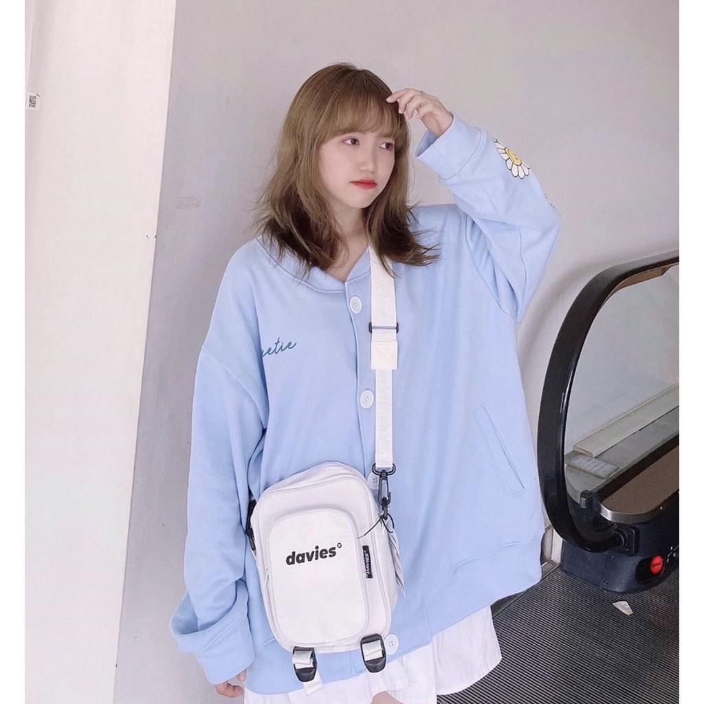 Áo Khoác Cài Cúc Xanh Dương Sweetie Dáng Rộng Cute