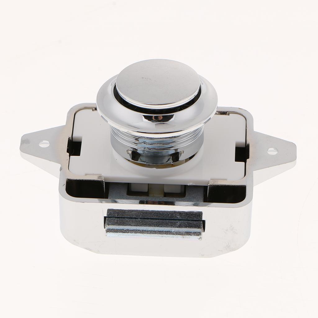 3x Push Button Drawer Cupboard Door Latch Knob Motorhome Sliver