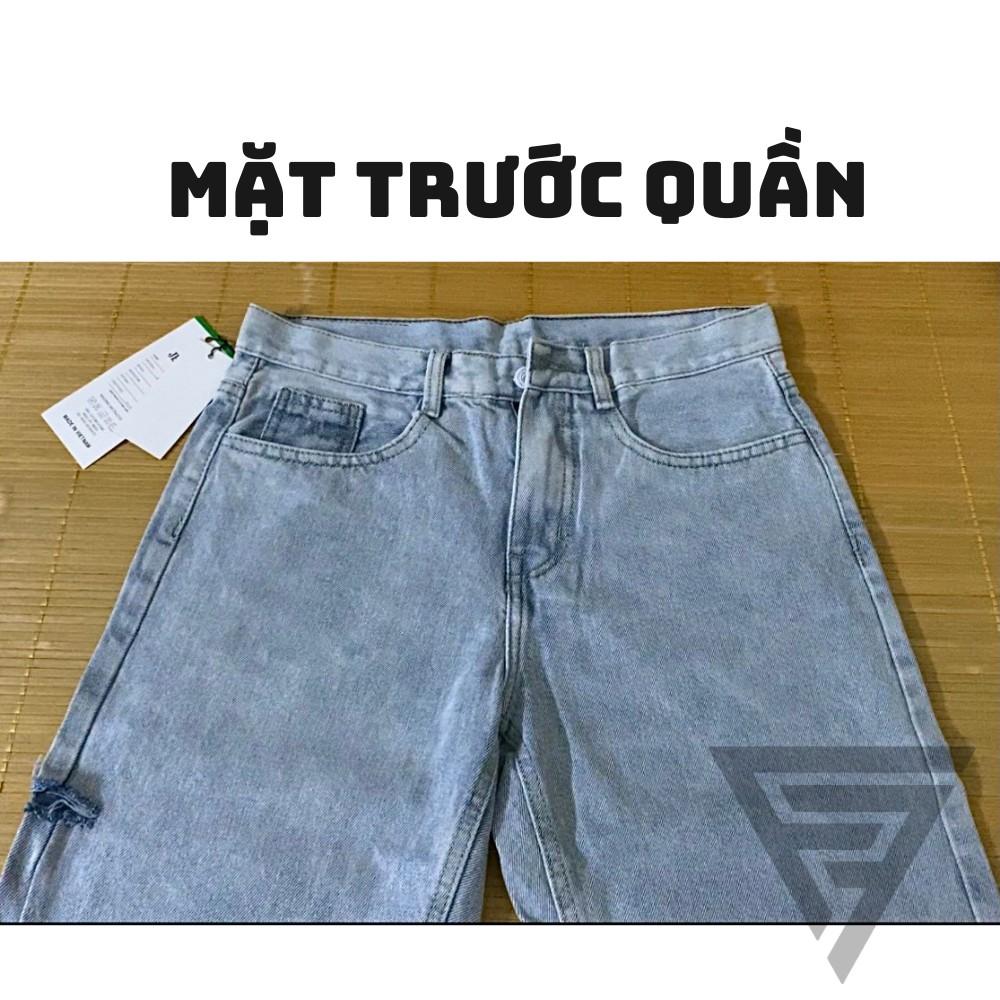 Quần jean nam rách gối ống rộng dáng suông form baggy đứng hack chân chất rin bò dày dặn FFSTORE