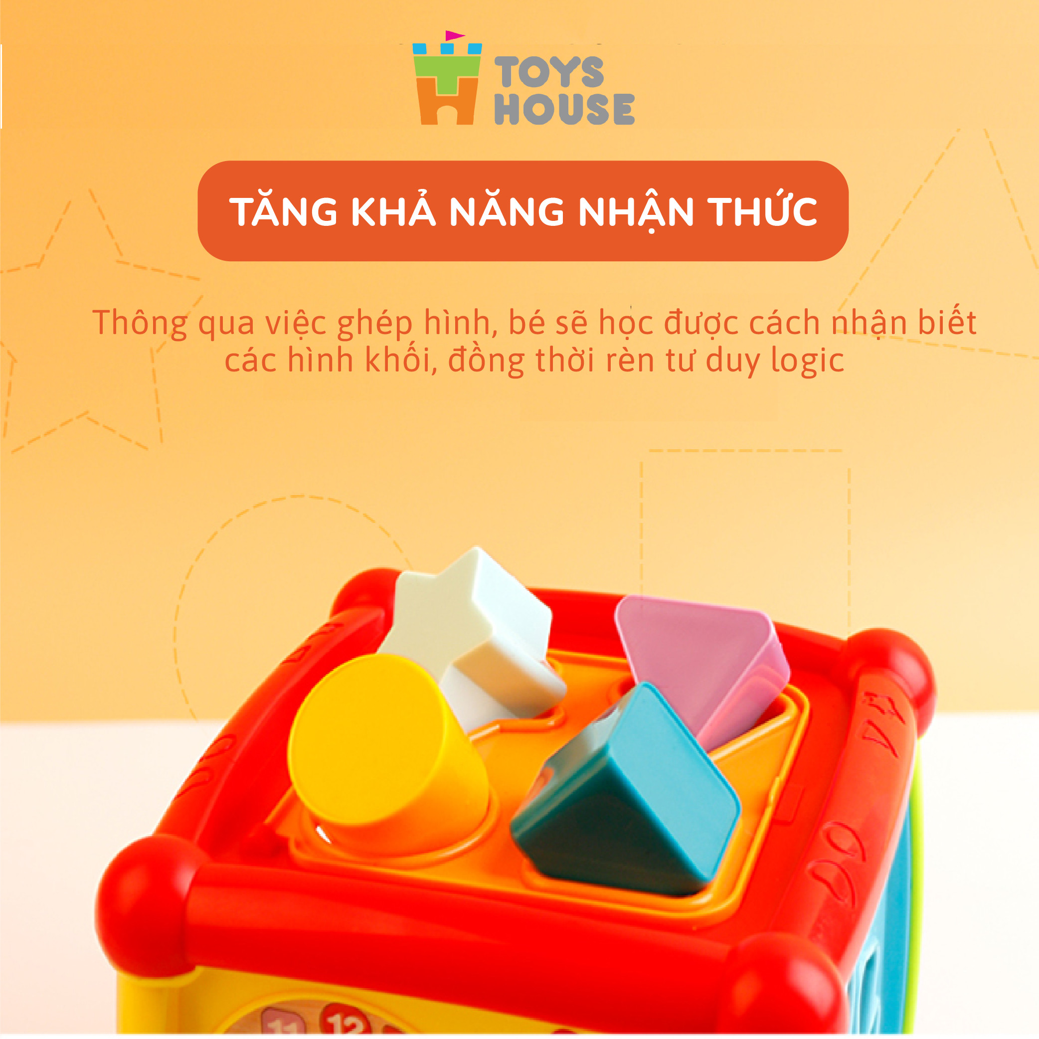 Hộp lập phương thả khối có đàn nhạc - đồ chơi giáo dục cho bé ToysHouse HE0520