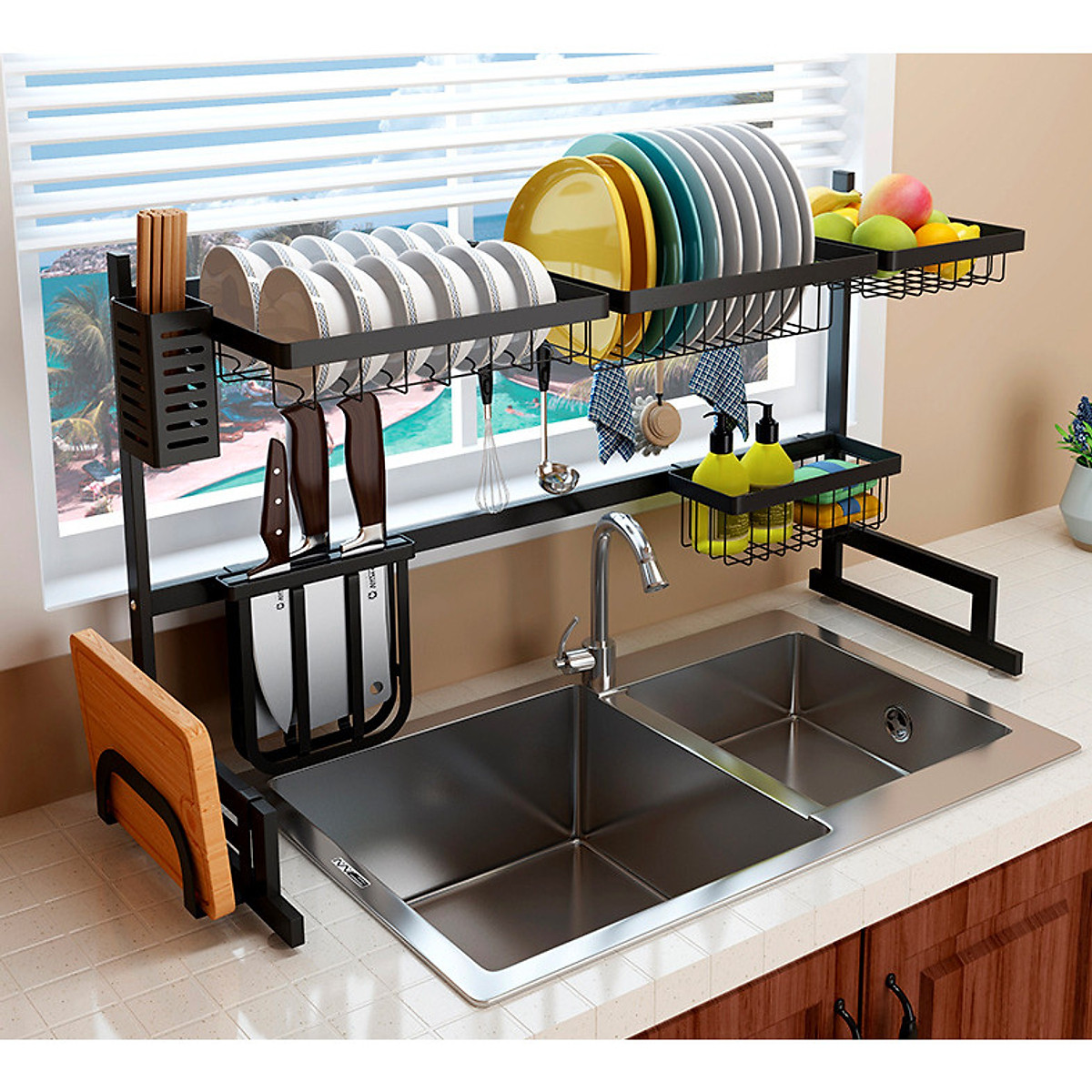 Kệ Để Bát Thông Minh, Giá Kệ Để Chén Bát Đũa Đa Năng Chọn Size – Thép Carbon Không Gỉ - Sơn Tĩnh Điện Cao Cấp Siêu Bền – Chống Bám Bụi Chính Hãng MINIIN
