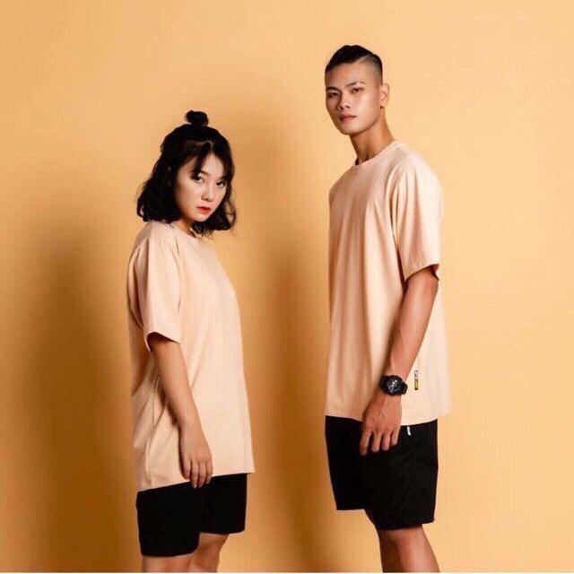 Áo Thun Tay Lỡ Lửng Vải Cotton Dày Đẹp Màu Be Nam Nữ Free Size