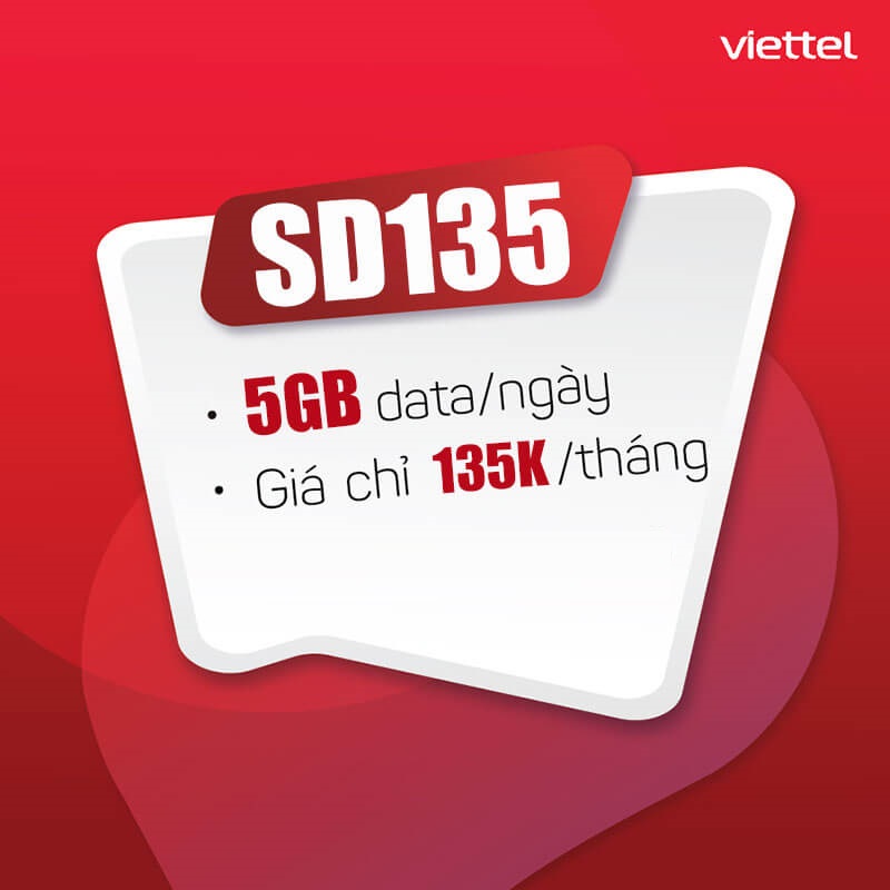 Sim 4G Viettel SD70 - SD90 - SD120 - SD135 Data 5GB/Ngày - 150GB/Tháng Tốc Độ Cao - MAX Băng Thông Chỉ Từ 70k/Tháng Dùng Toàn Quốc. Được Bán Tại SimTheVN - HÀNG CHÍNH HÃNG