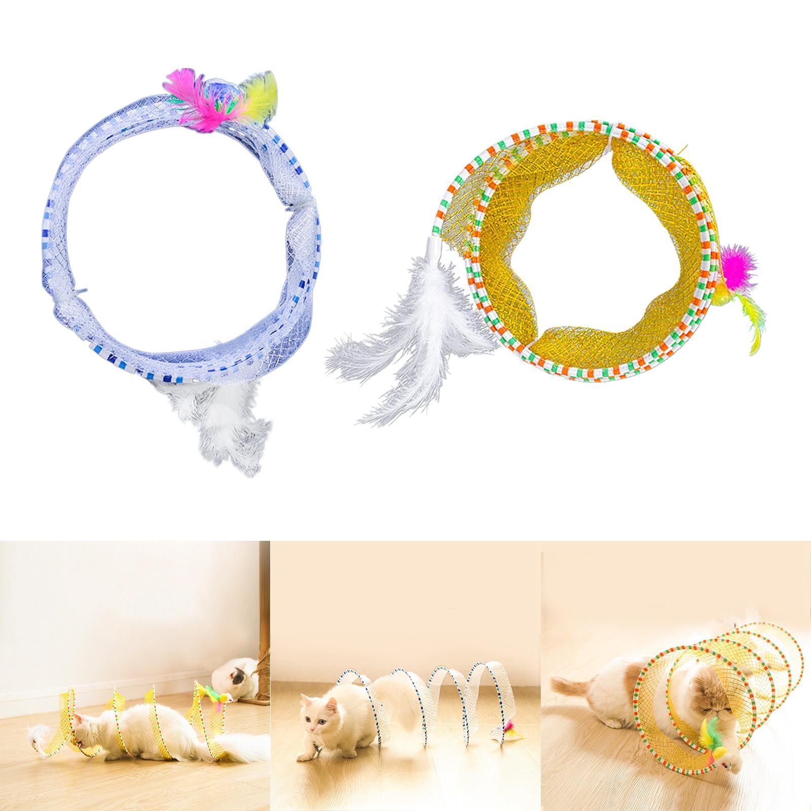 Cat Tunnel Folding Lightweight Elastic Mesh S Tunnel Spring Toy Tunnel Tube Cats Collapsible Tunnel Cats for Accessories Play Home