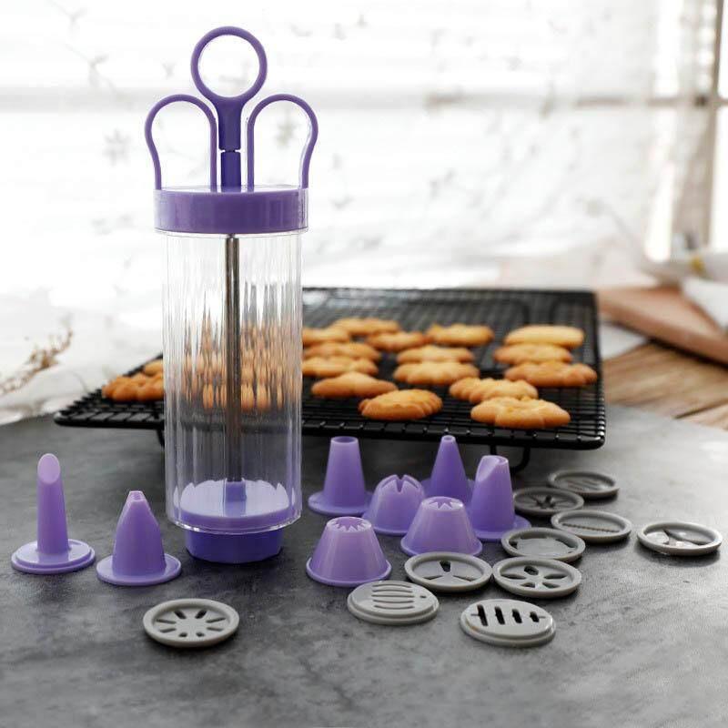 Khuôn Nhấn Bánh Qui Cookies Press/Bộ 19 Món Dụng Cụ Làm Bánh Miệng Hoa Dùng để Làm Bánh Quy Bánh Ngọt Tiện Dụng,