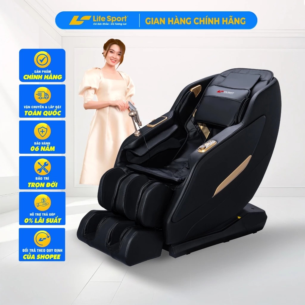 Ghế Massage Lifesport LS-366,Ghế Massage Công Nghệ Dò Hiện Đại Xác Định Vị Trí Huyệt Đạo Cần Massage Với 8 Chế Độ