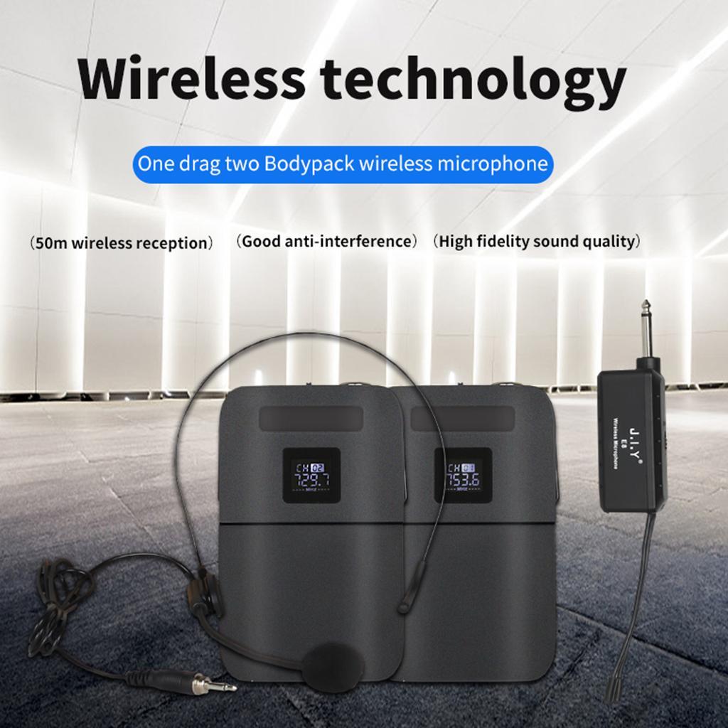 Wireless Microphone System with  LED Screen Display Head Wear