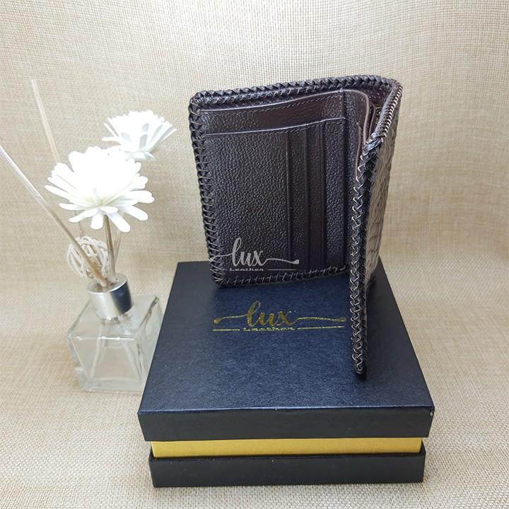 Ví Nam Da cá sấu LuxLeather LM1104 Đan viền thủ công - Một mặt Kiểu đứng - Da trơn