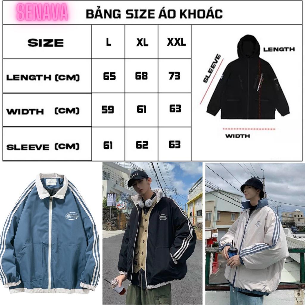 Áo khoác dù nữ nam bomber MANOWD, Áo khoác gió form rộng 2 lớp Unisex SENAVA