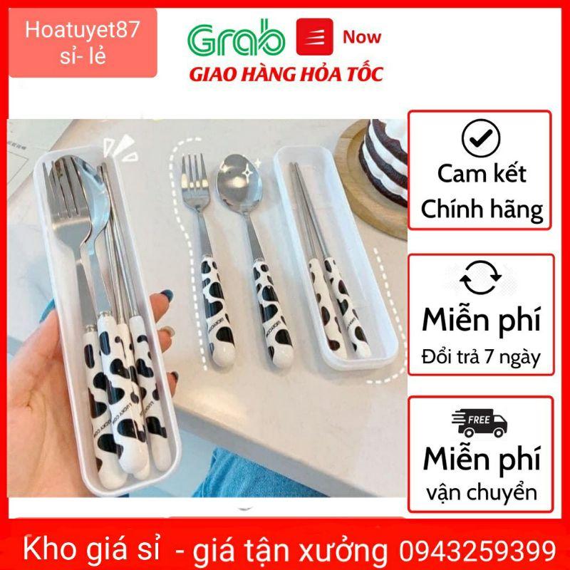 Set thìa đũa inox 304 - Thìa đũa bò sữa