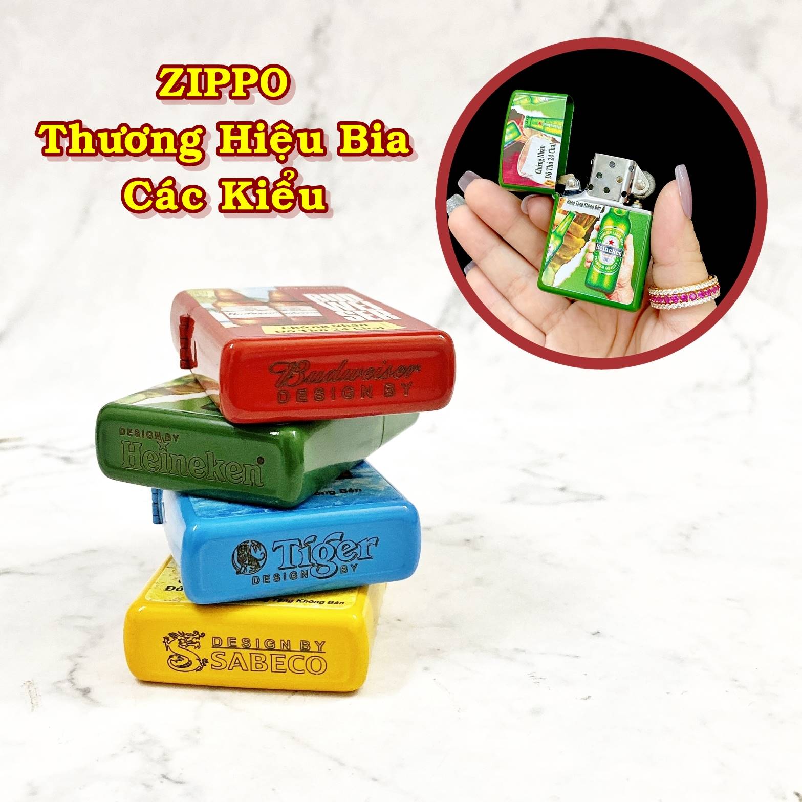 ZPH129-BẬT LỬA ZIPO 2 MẶT THƯƠNG HIỆU BIA TIGER (QUÀ TẶNG TỪ BIA) - (XÀI XĂNG) #129