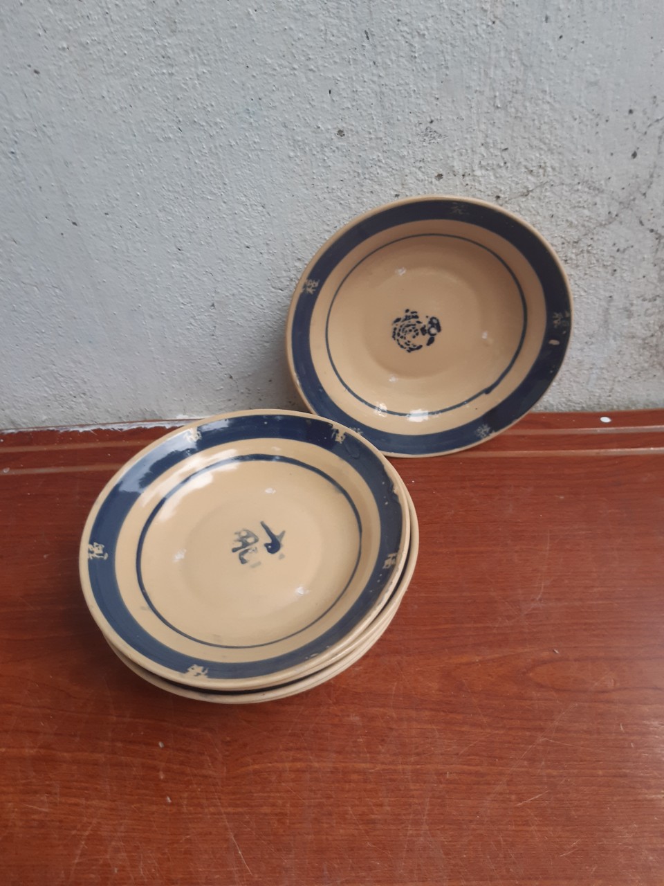 5 dĩa kiểu xưa viền xanh 18 cm